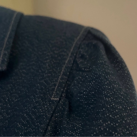 Denim Blazer Metallic Silver Sparkle Blue Jeans Jacket - Picture 3 of 5